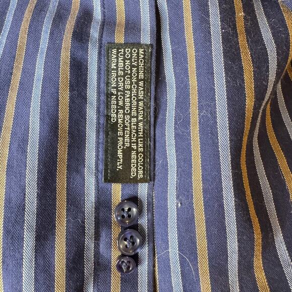 Neiman Marcus Men’s Wrinkle Free Button Down L/S Shirt XXL Blue/Gold Stripe - Picture 5 of 5